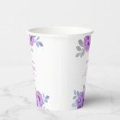 Chic Violet Rose Grüne Blumenbeete Brautparty Pappbecher (Rechts)