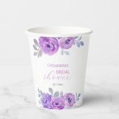 Chic Violet Rose Grüne Blumenbeete Brautparty Pappbecher (Vorderseite)