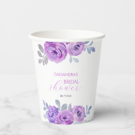 Chic Violet Rose Grüne Blumenbeete Brautparty Pappbecher