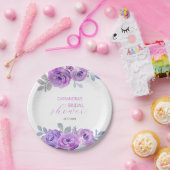 Chic Violet Rose Grüne Blumenbeete Brautparty Pappteller (Party)