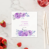 Chic Violet Rose Grüne Blumenbeete Brautparty Serviette (Beispiel)