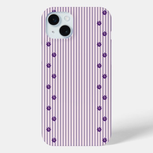 Chic Violet Stripes und Lila Blume Case-Mate iPhone Hülle (Rückseite)