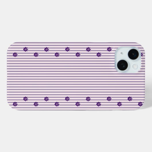 Chic Violet Stripes und Lila Blume Case-Mate iPhone Hülle (Rückseite (Horizontal))