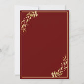 Chic Virtual Burgundy & Golden Foliage Wedding Einladung (Rückseite)