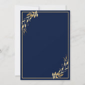Chic Virtual Navy Blue & Golden Foliage Hochzeit Einladung (Rückseite)