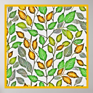 Chic Vivid Blätter Muster Poster