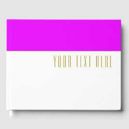 Chic Vivid rosa oberer Farbblock auf weißem Text Gästebuch