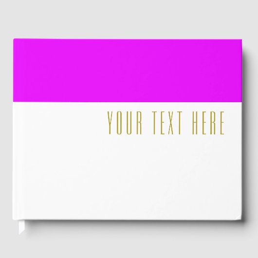 Chic Vivid rosa oberer Farbblock auf weißem Text Gästebuch (Vorderseite)