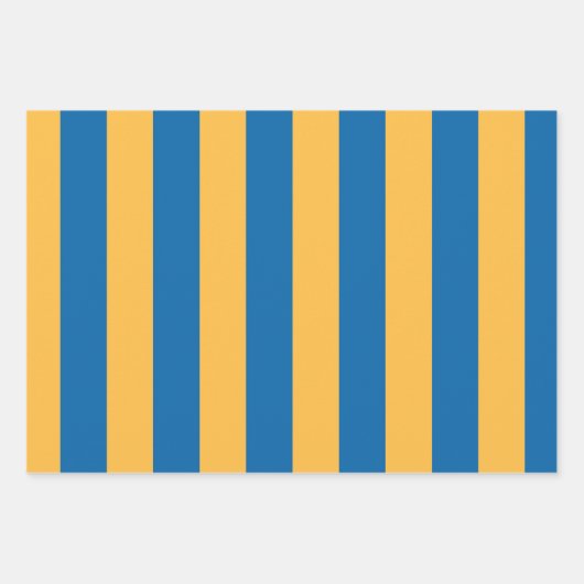 Chic Warm Gelb & Blau Streifen Muster Geschenkpapier Set (Vorderseite)