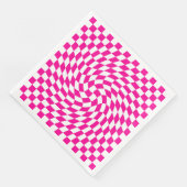 Chic Warped Checkered Pattern Magenta Rosa & Weiß Serviette (Ecke)