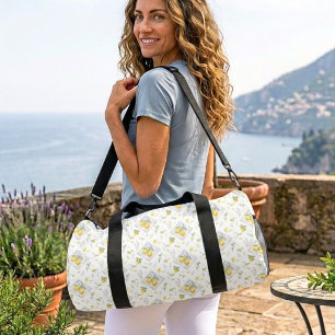 Chic Wasserfarbe Küsten-Riviera-Zitronen-Fliesen-M Duffle Bag