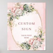 Chic-Wasserfarbe-Rosé-Blumen-Personalisiertes Schi Poster (Vorne)