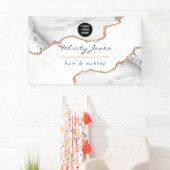 Chic Wasserfarbe Weiß und Rose Gold Agate Business Banner (Insitu)