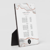 Chic Wasserfarbe Weiß und Rose Gold Agate Business Fotoplatte (Seite)