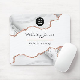 Chic Wasserfarbe Weiß und Rose Gold Agate Business Mousepad