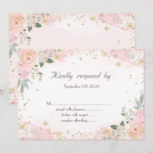 Chic Wasserfarben Blumen Schneeflocken RSVP Einladung