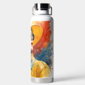 Chic Wasserfarben-Porträt mit Farbspritzer-Kunst Trinkflasche (Rückseite)