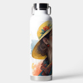 Chic Wasserfarben-Porträt mit Farbspritzer-Kunst Trinkflasche (Vorderseite)