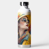 Chic Wasserfarben-Porträt mit Farbspritzer-Kunst Trinkflasche (links)