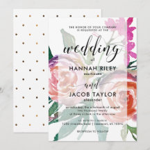 Chic Wasserfarbenfloral mit Imitate Gold Dots Hoch