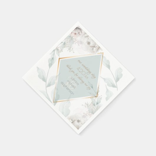Chic Watercolor Alabaster Peony Blume Serviette (Ecke)