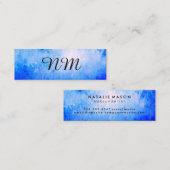 Chic Watercolor blau mit Monogram Mini Visitenkarte (Vorne/Hinten)