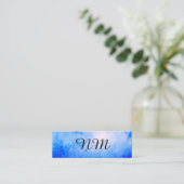 Chic Watercolor blau mit Monogram Mini Visitenkarte (Stehend Vorderseite)