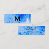 Chic Watercolor blau mit Monogram Mini Visitenkarte (Vorne/Hinten)