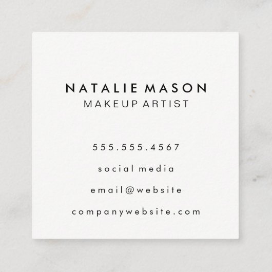 Chic Watercolor blau mit Monogram Quadratische Visitenkarte (Rückseite)