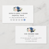 Chic Watercolor Blue Blumen Beruflich Business Treuekarte (Vorne/Hinten)