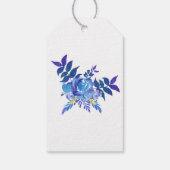 Chic Watercolor Blue Wildblumen Hochzeit Geschenkanhänger (Rückseite)