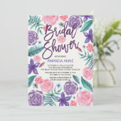 Chic Watercolor Blume Bridal Dusche Einladung (Stehend Vorderseite)