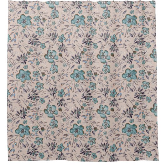 Chic Watercolor-Blume Duschvorhang (Vorderseite)