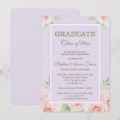 Chic Watercolor Blume Graduation Party - Einladung (Vorne/Hinten)