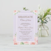Chic Watercolor Blume Graduation Party - Einladung (Stehend Vorderseite)