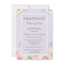 Chic Watercolor Blume Graduation Party - Einladung