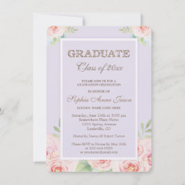 Chic Watercolor Blume Graduation Party - Einladung