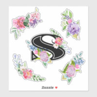 Chic Watercolor-Blume mit Letter S