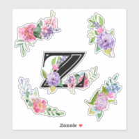 Chic Watercolor-Blume mit Letter Z