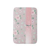 Chic Watercolor-Blume Monogramm Badematte (Vorderseite Vertikal)