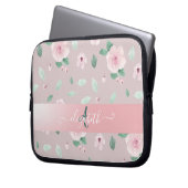 Chic Watercolor-Blume Monogramm Laptopschutzhülle (Vorderseite Links)