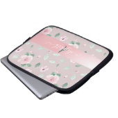 Chic Watercolor-Blume Monogramm Laptopschutzhülle (Vorne Knopf)