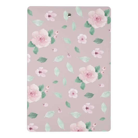 Chic Watercolor-Blume Monogramm Mini Klemmbrett (Rückseite)