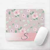 Chic Watercolor-Blume Monogramm Mousepad (Mit Mouse)