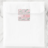 Chic Watercolor-Blume Monogramm Quadratischer Aufkleber (Tasche)