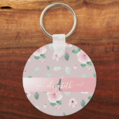 Chic Watercolor-Blume Monogramm Schlüsselanhänger (Vorderseite)
