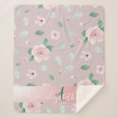 Chic Watercolor-Blume Monogramm Sherpadecke (Vorderseite)
