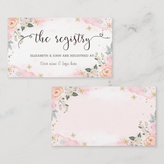 Chic Watercolor Blume Schneeflocken Begleitkarte (Vorne/Hinten)