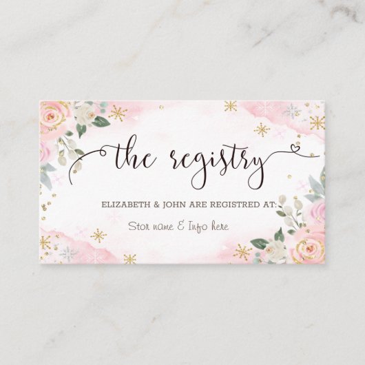 Chic Watercolor Blume Schneeflocken Begleitkarte (Vorderseite)