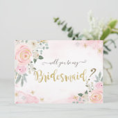 Chic Watercolor Blume Schneeflocken Bridesmaid Einladung (Stehend Vorderseite)